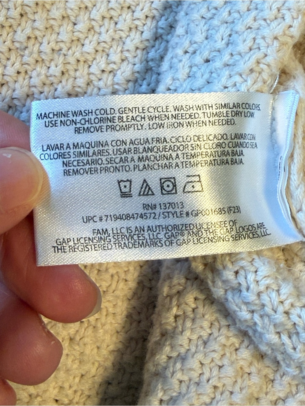 GAP Women’s XXL 100% Cotton Textured Knit Cardigan Cream Oversized - Picture 6 of 6